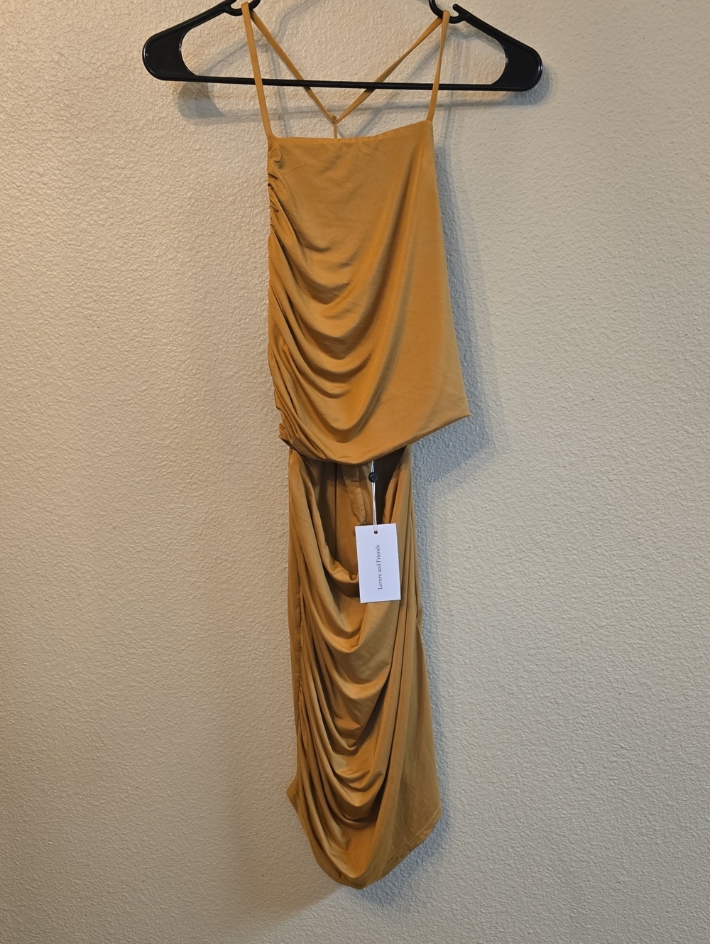 Lovers + Friends Mustard Asymmetrical Draped Skirt